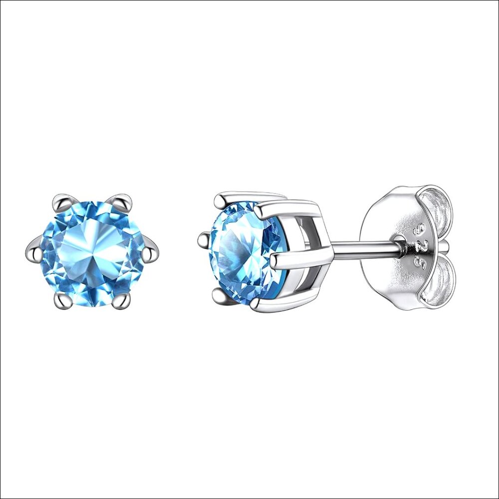 925 Sterling Silver Stud Earrings with Birthstone, Hypoallergenic